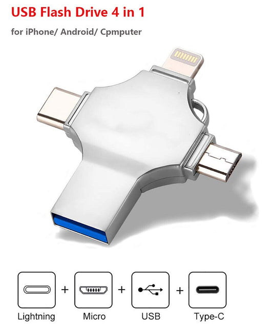 256GB 4-in-1 USB 3.0 Flash Drive   Universal Compatibility for All Devices