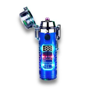 Double Arc Rechargeable Plasma Lighter with Digital Display   Waterproof & Windproof for Outdoor Use